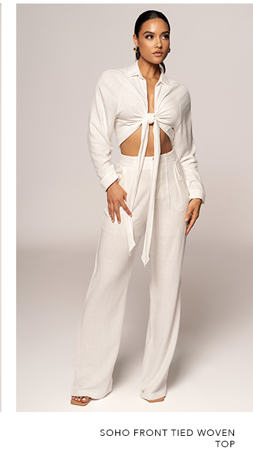 Ivory Soho Front Tied Woven Top