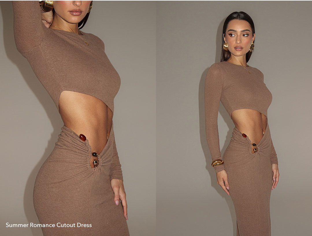 Chocolate Summer Romance Cutout Dress