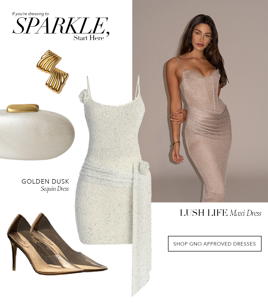 White Golden Dusk Sequin Dress