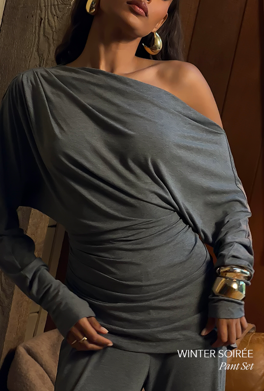 JLUXLABEL CHARCOAL WINTER SOIRÉE PANT SET