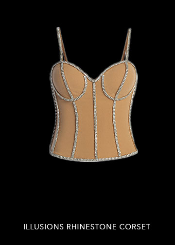 JLUXLABEL Tan Illusions Rhinestone Corset