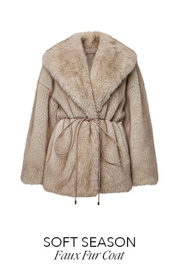 Ivory/Brown Soft Season Faux Fur Coat