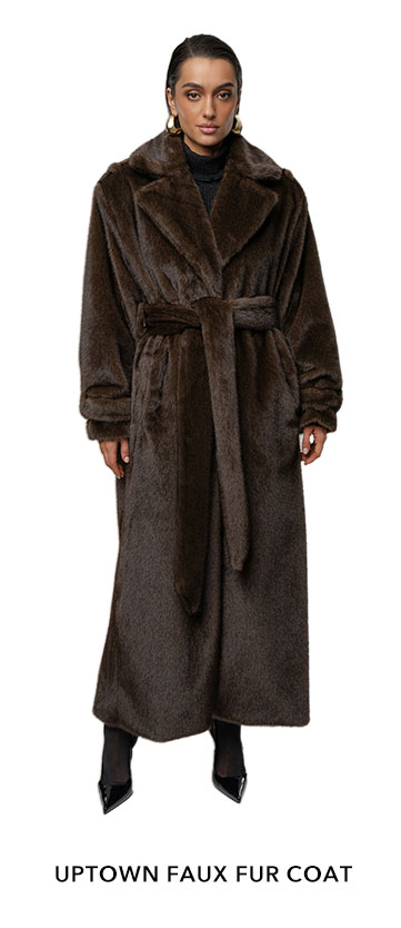 JLUXLABEL BROWN UPTOWN FAUX FUR COAT