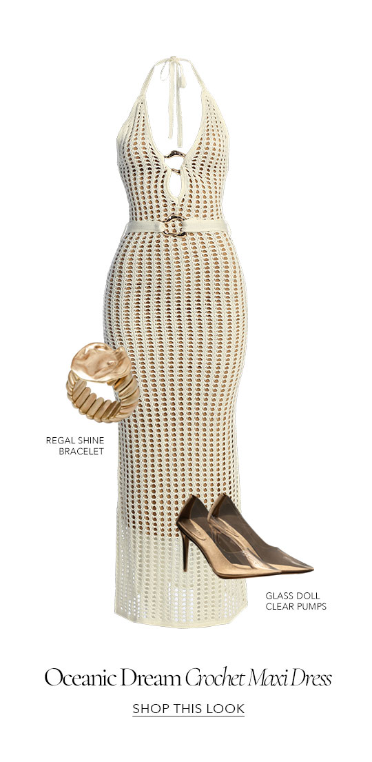 Ivory Oceanic Dream Crochet Maxi Dress