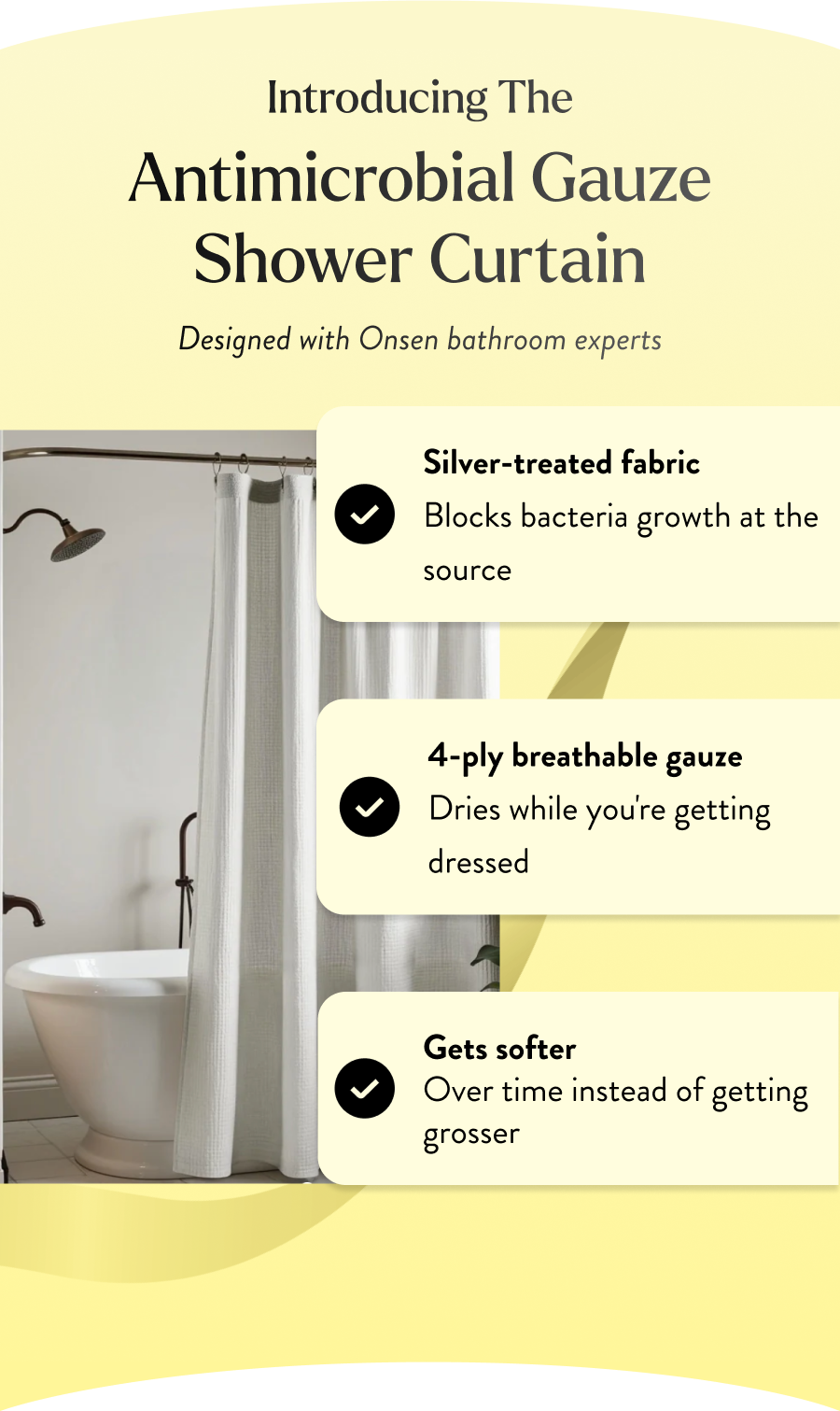 Introducing the Antimicrobial Gauze Shower Curtain