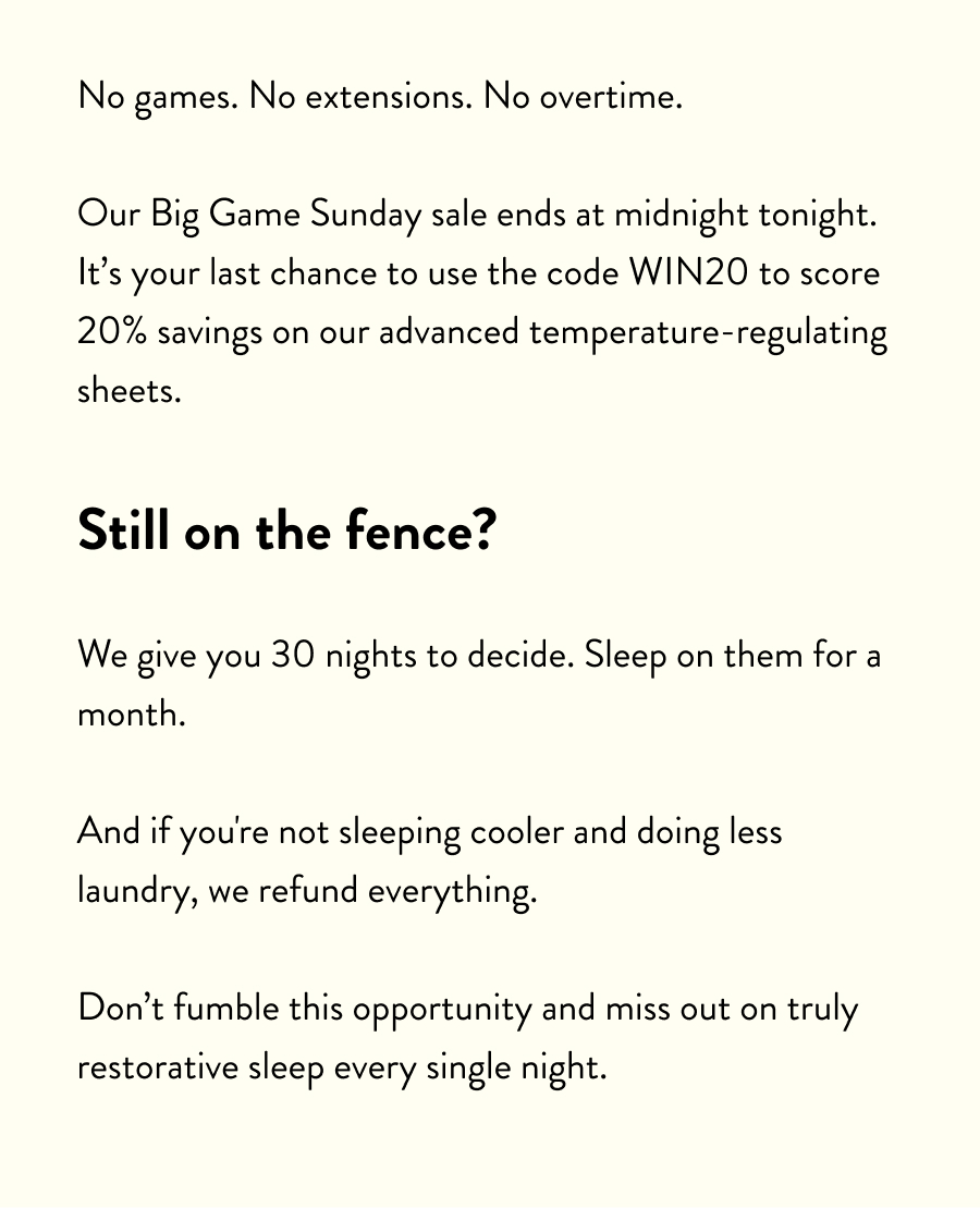 No games, no extensions, no overtime