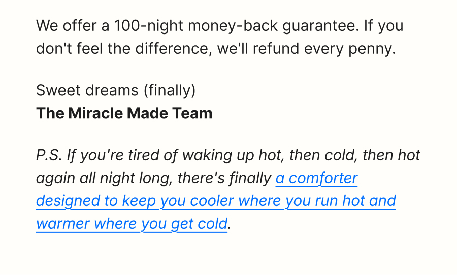 we offer a 100-night money back guarantee