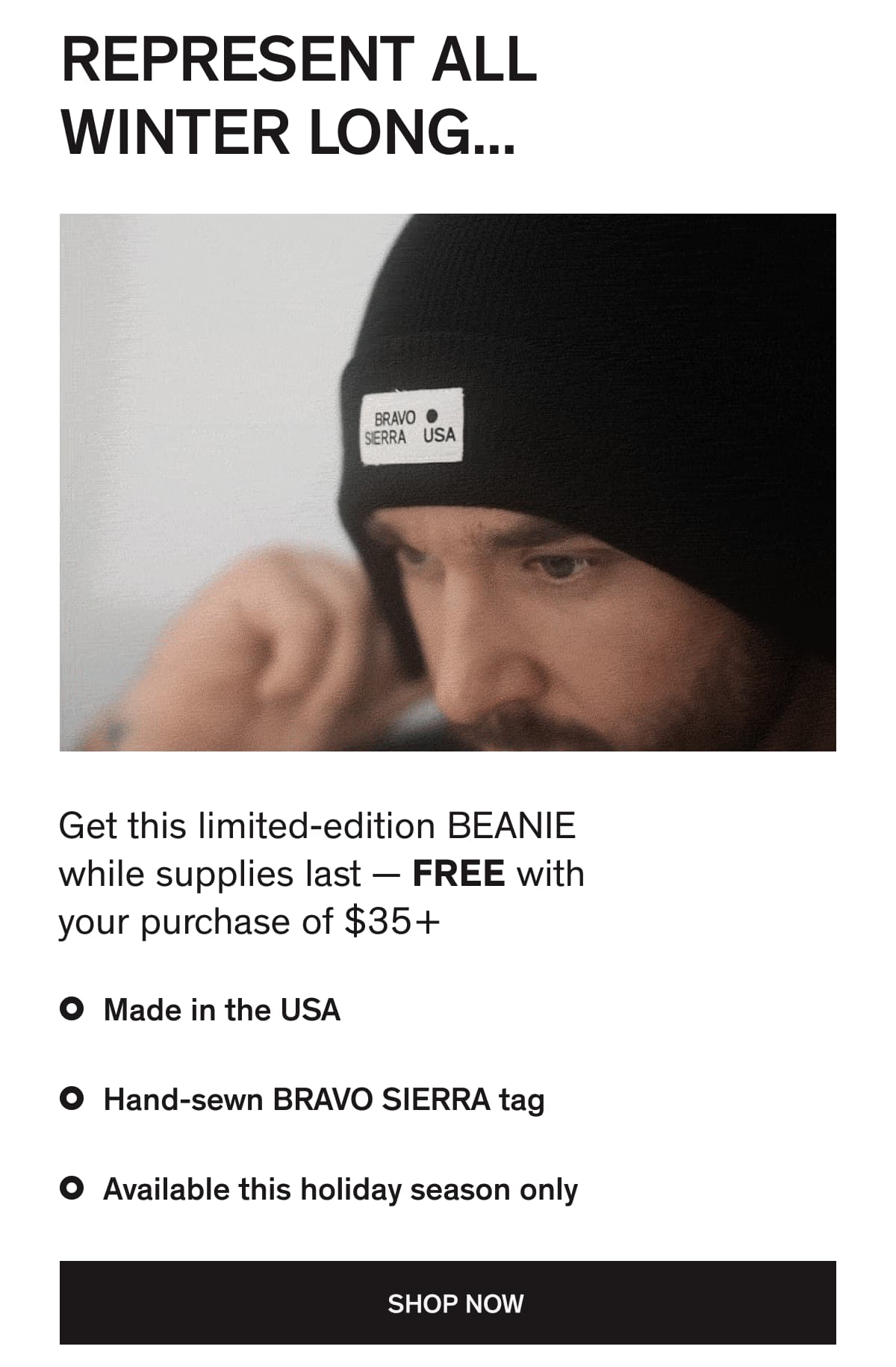 REPRESENT ALL WINTER LONG...