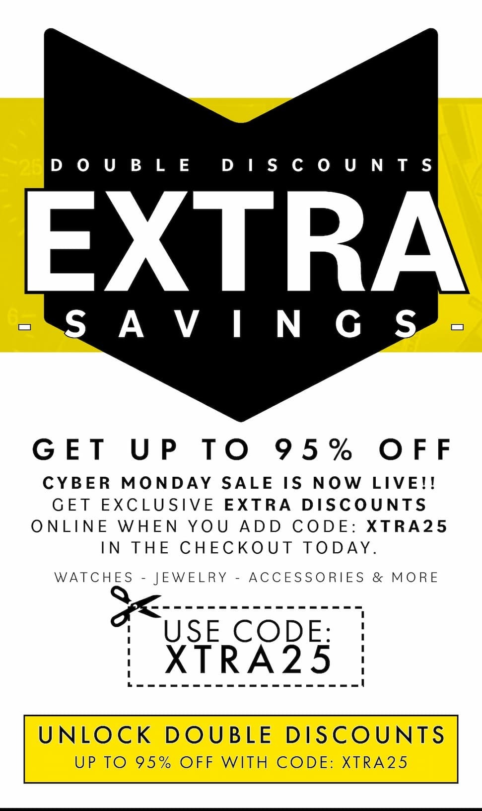 DOUBLE Discount - Get an extra 25% off sale prices