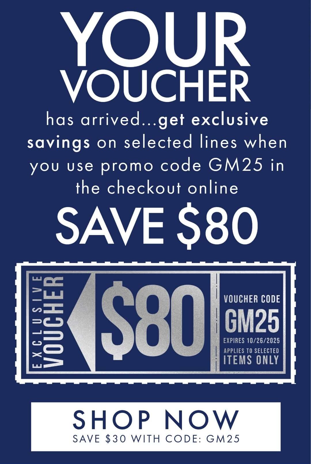 Save $80 Online With Code GM25