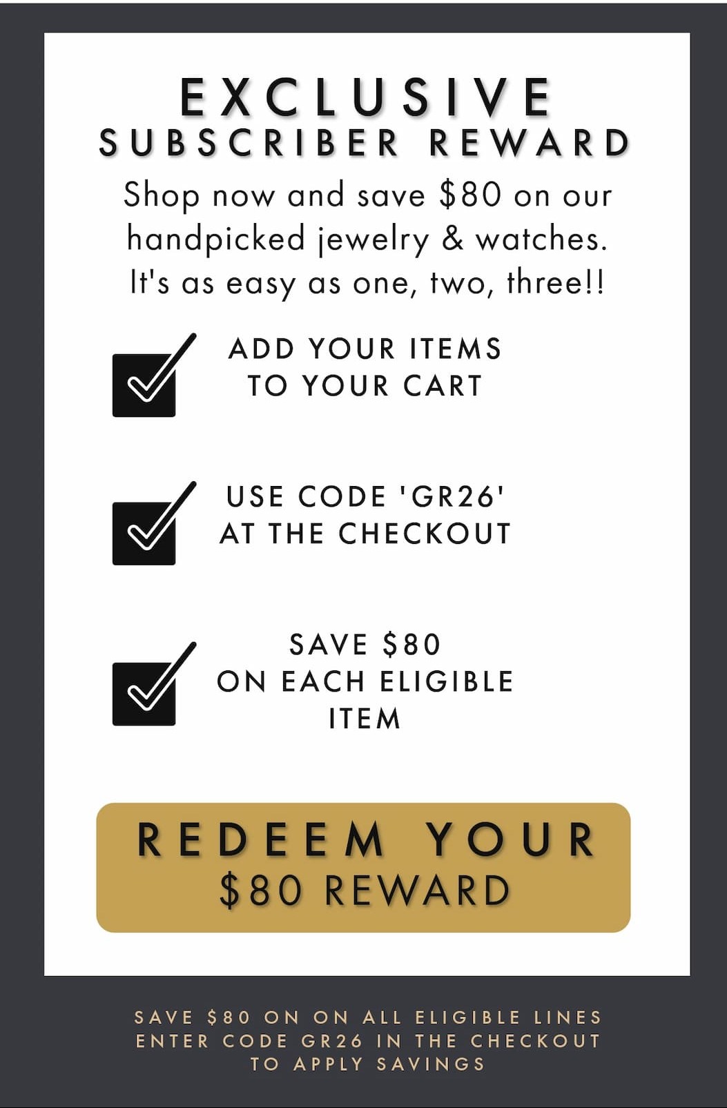 Your Exclusive $80 Reward Is Now Live