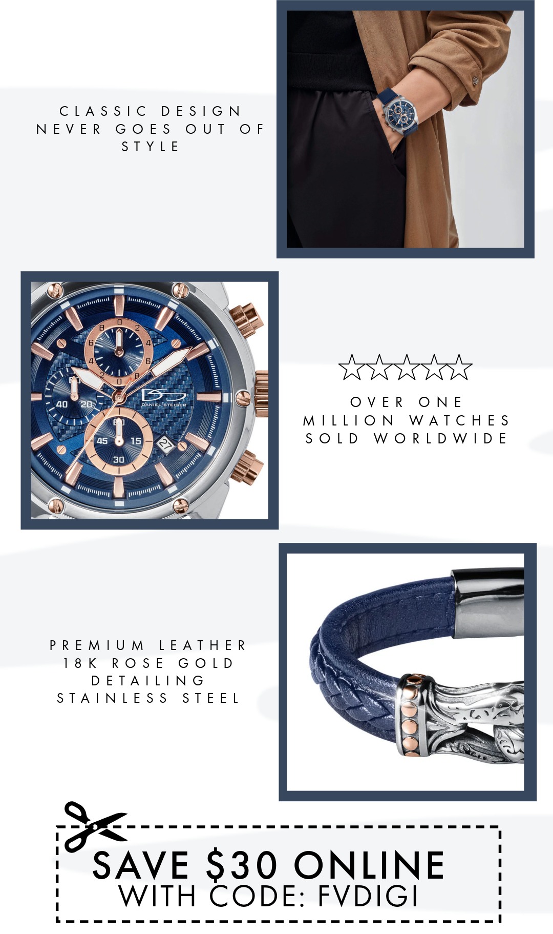 Icona Men's Watch & Bracelet Set  - Top Trending Men's Gift Set