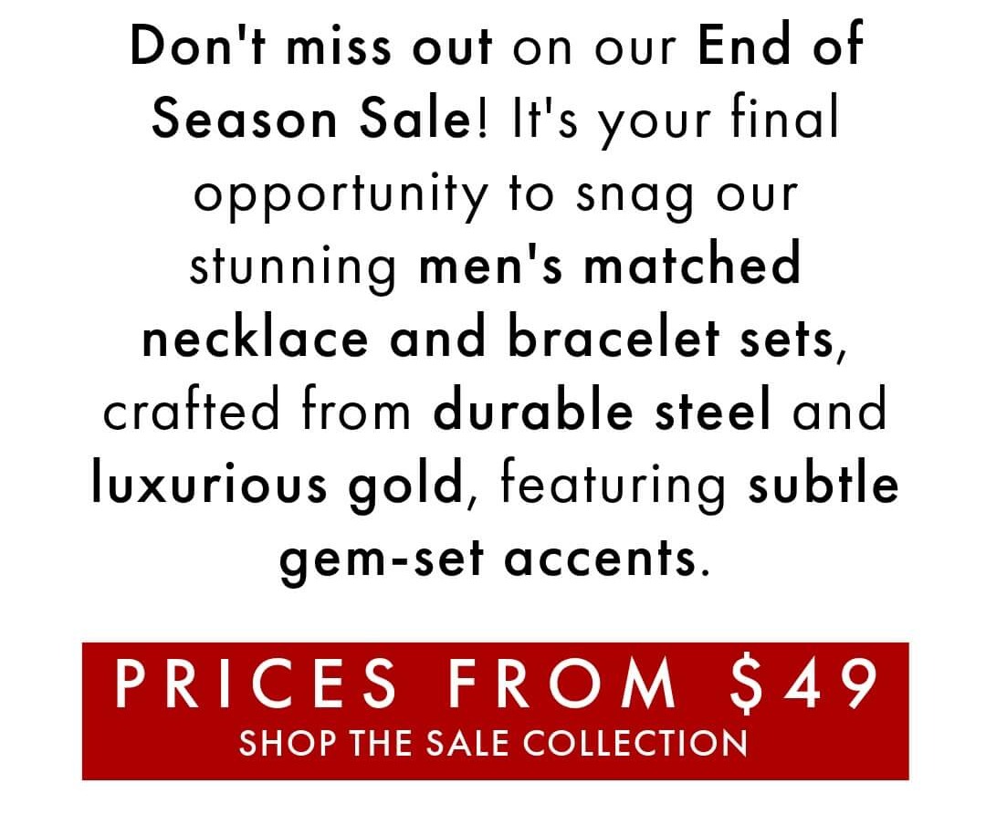 Clearance Sale - Mens Sets From Only $49