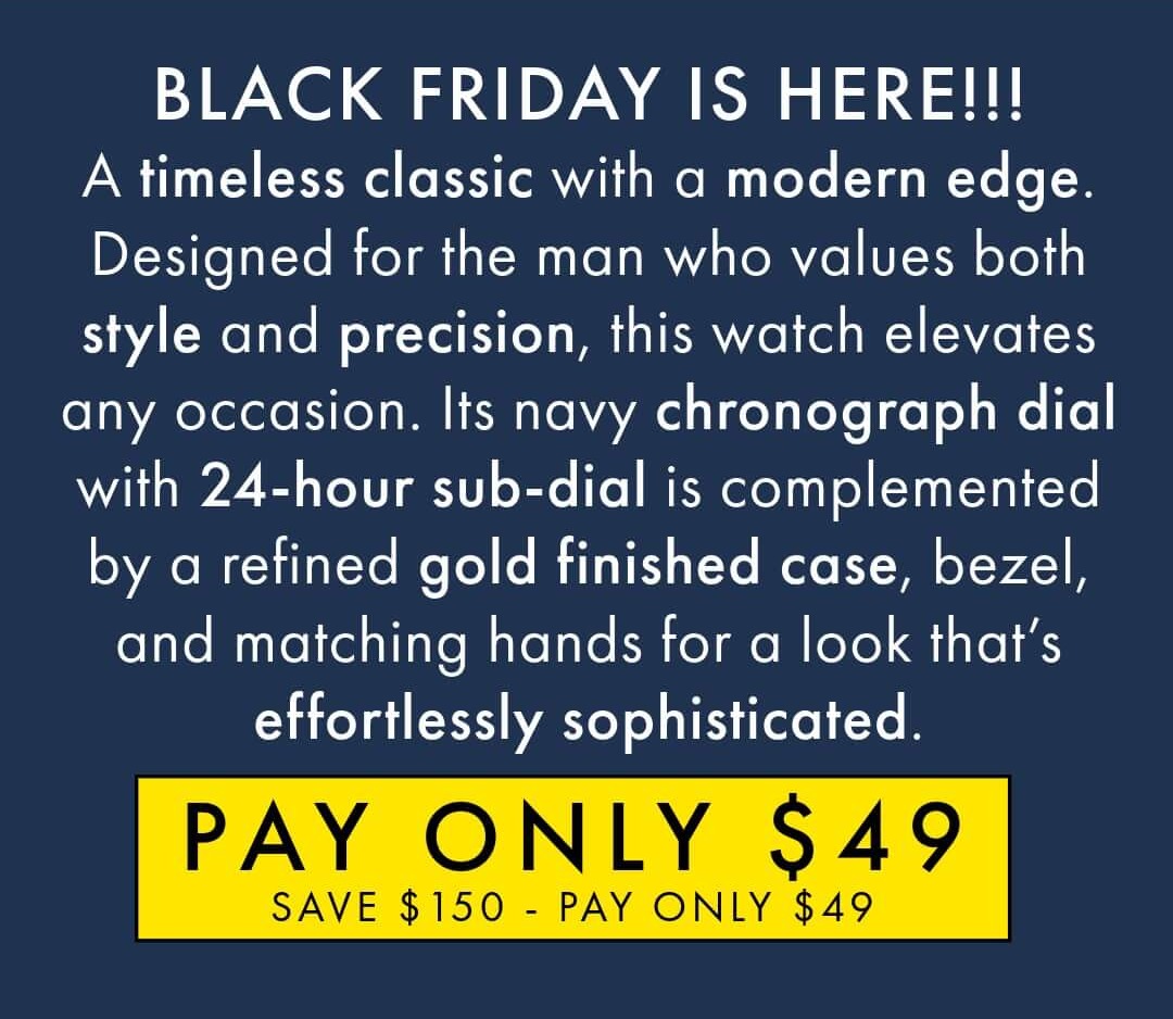 Black Friday Special Offer - Tuxedo Chronograph Only $49