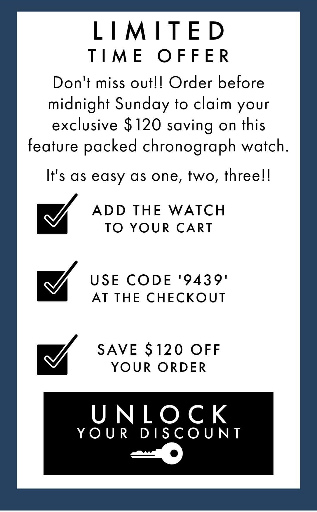 Unlock your discount with code 9439