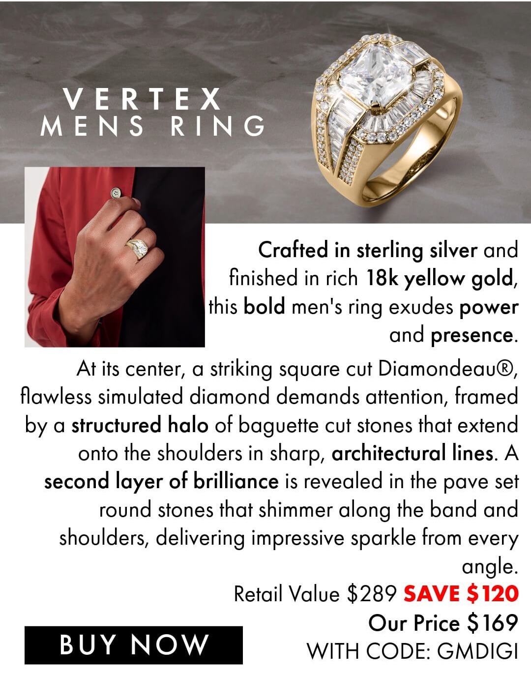 Vertex Mens Ring - save $30 online with code GMDIGI