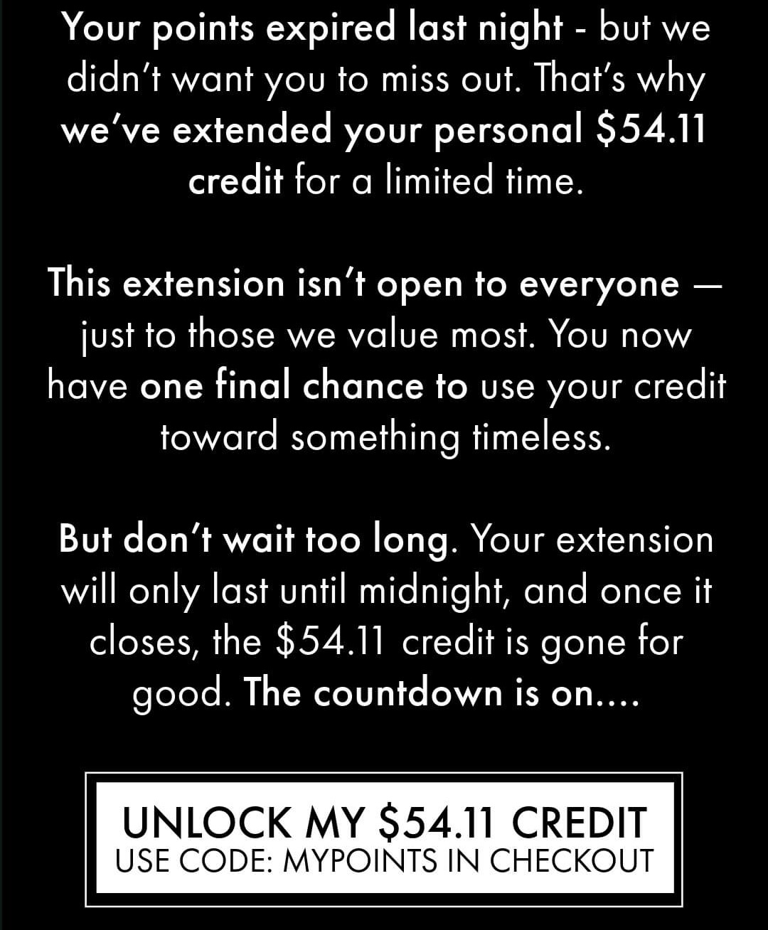 Redemption Extended Until Midnight