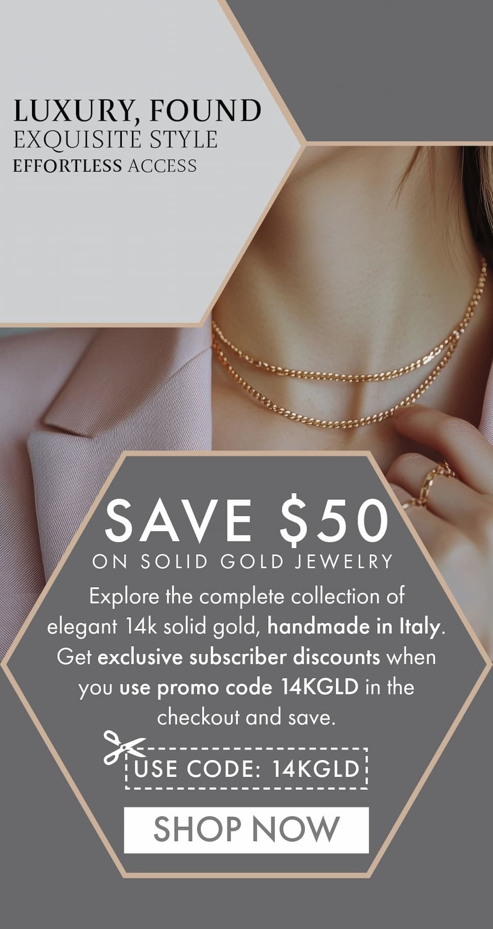Save $50 On Solid Gold Jewelry