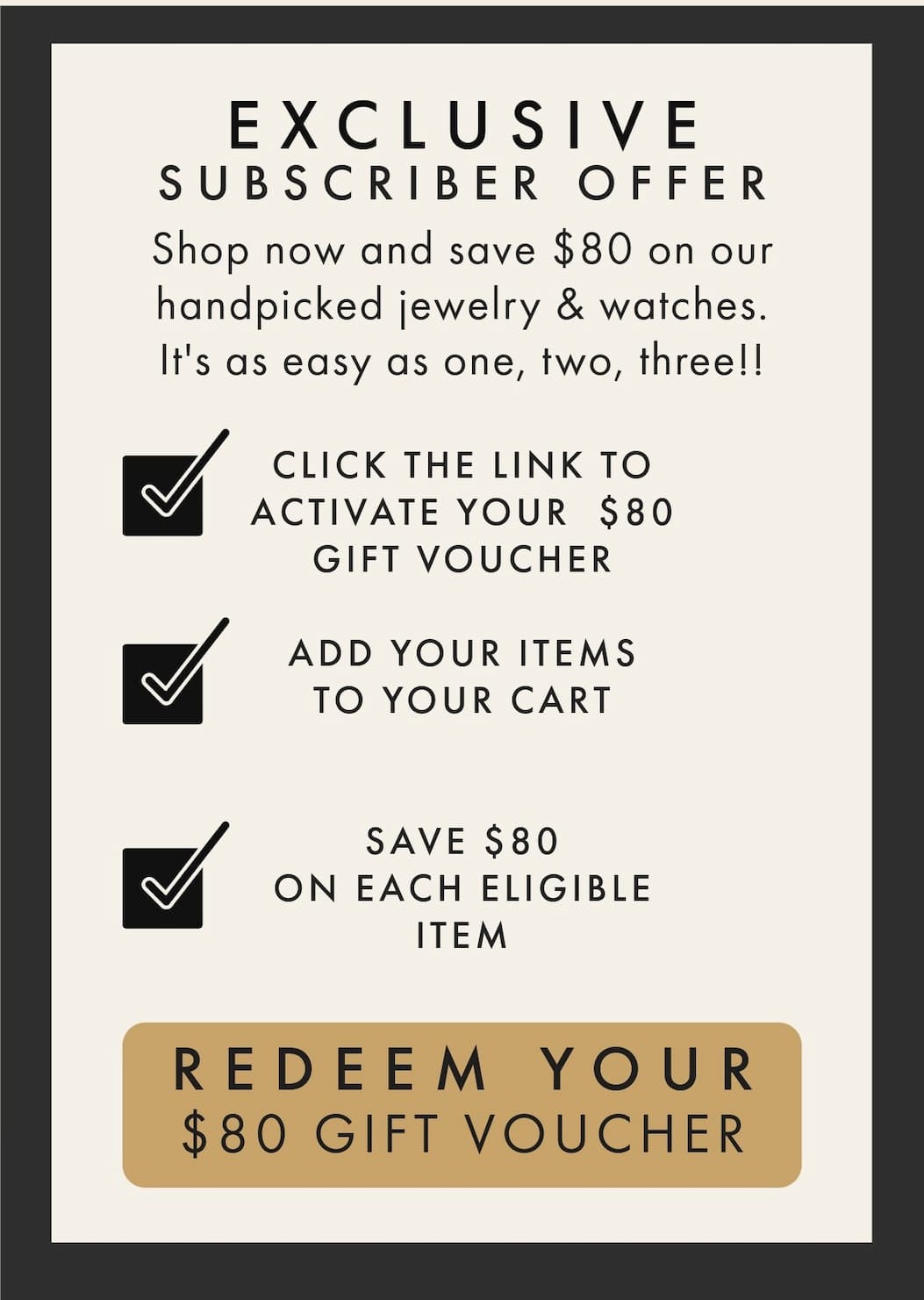 Redeem Your $80 Voucher