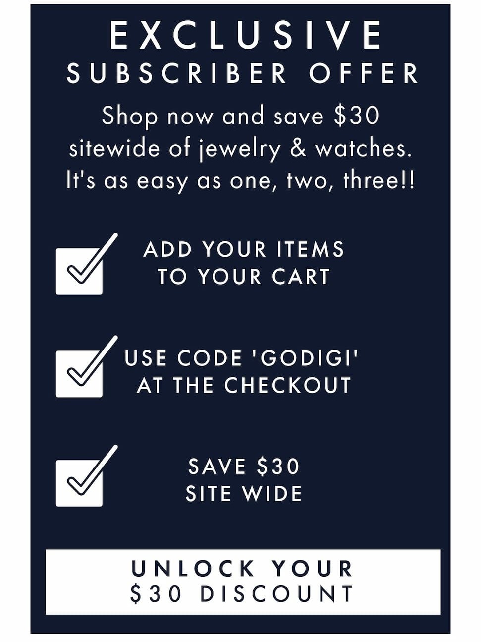 Save $30 On All New Designs