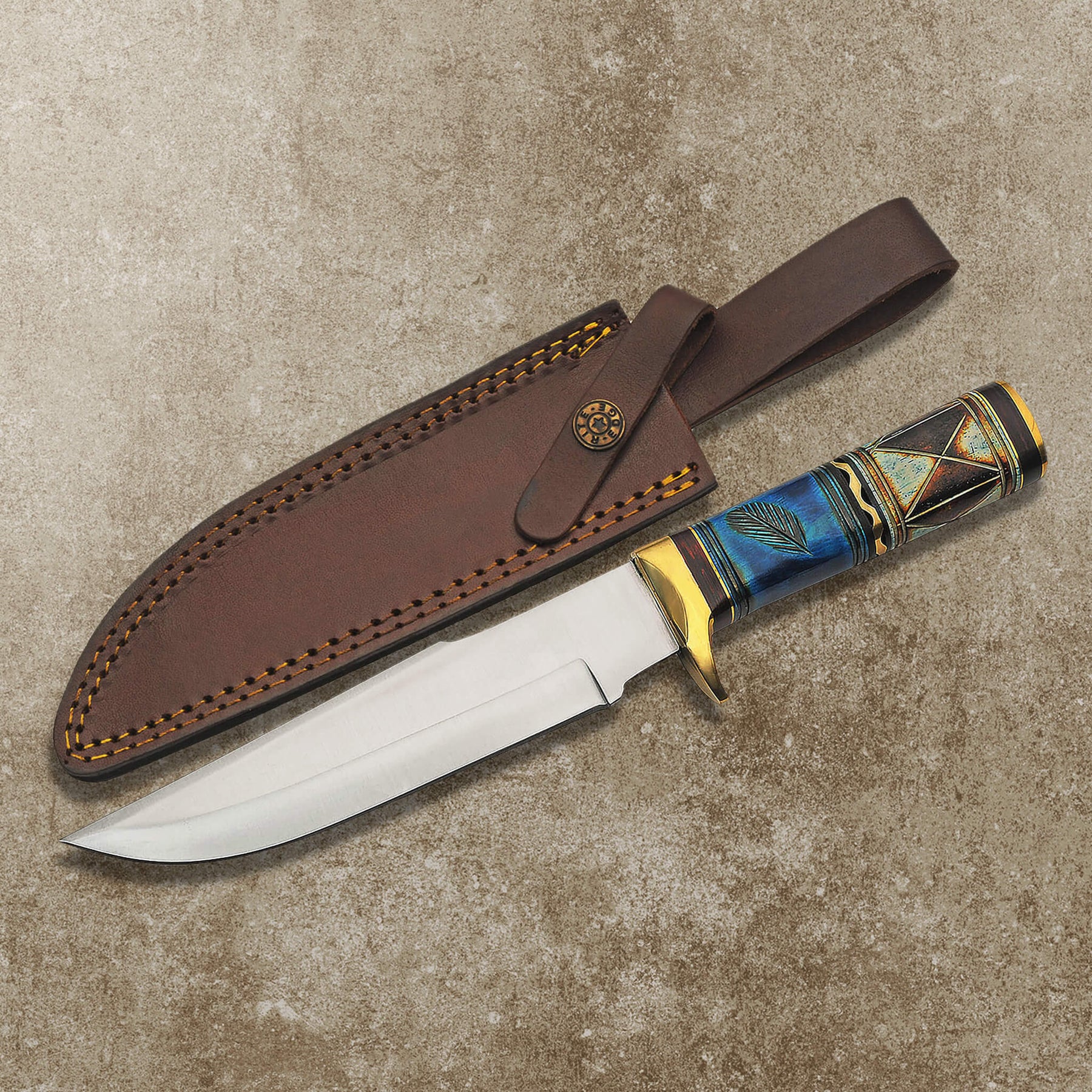 Blue Feather Bowie Knife