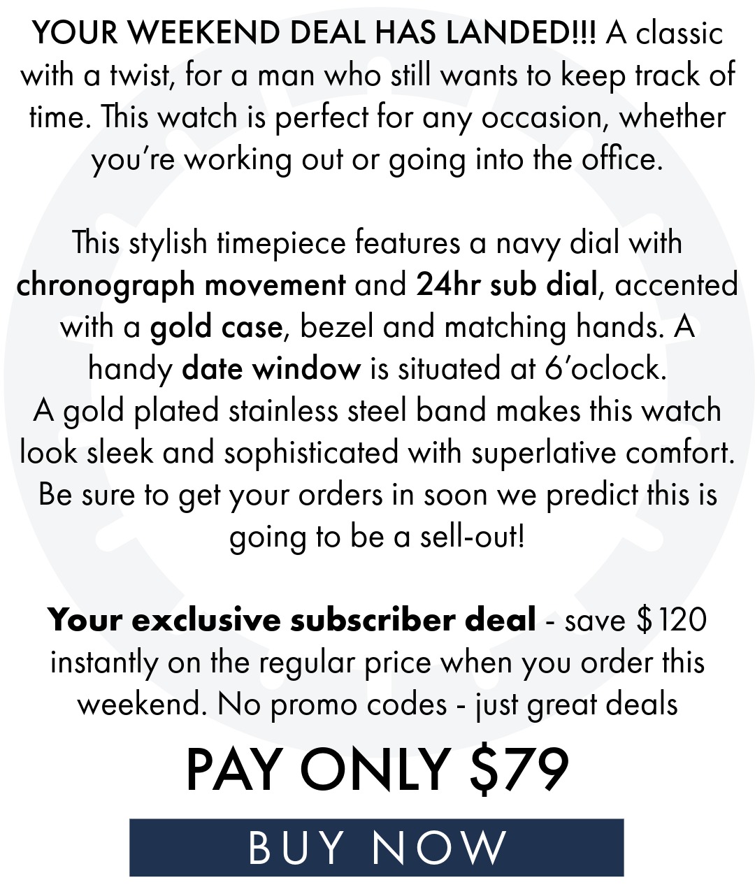 Tuxedo Navy Chronograph - Exclusive Subscriber Deal Weekend