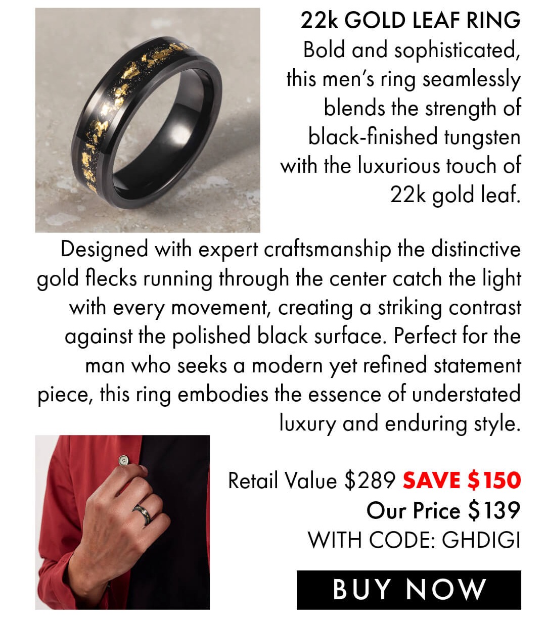 22k Gold & Tungsten Ring