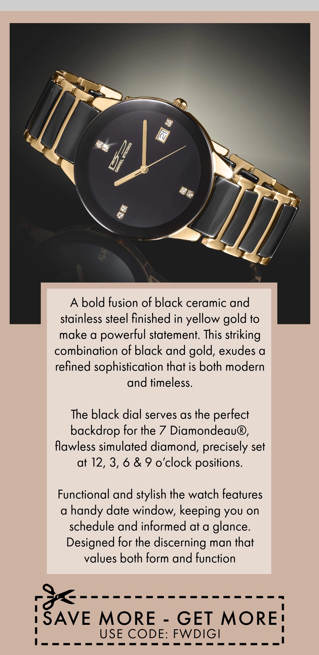 Ceramic Noir Watch - Save $30 Instantly