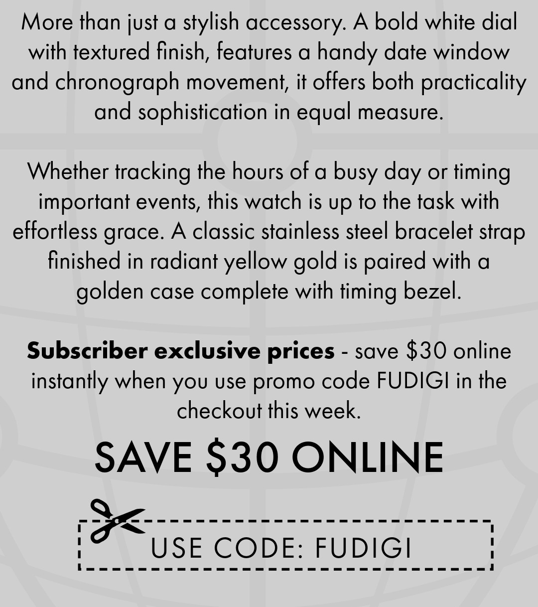 Pinnacle Gold Chronograph - Save With Code FUDIGI