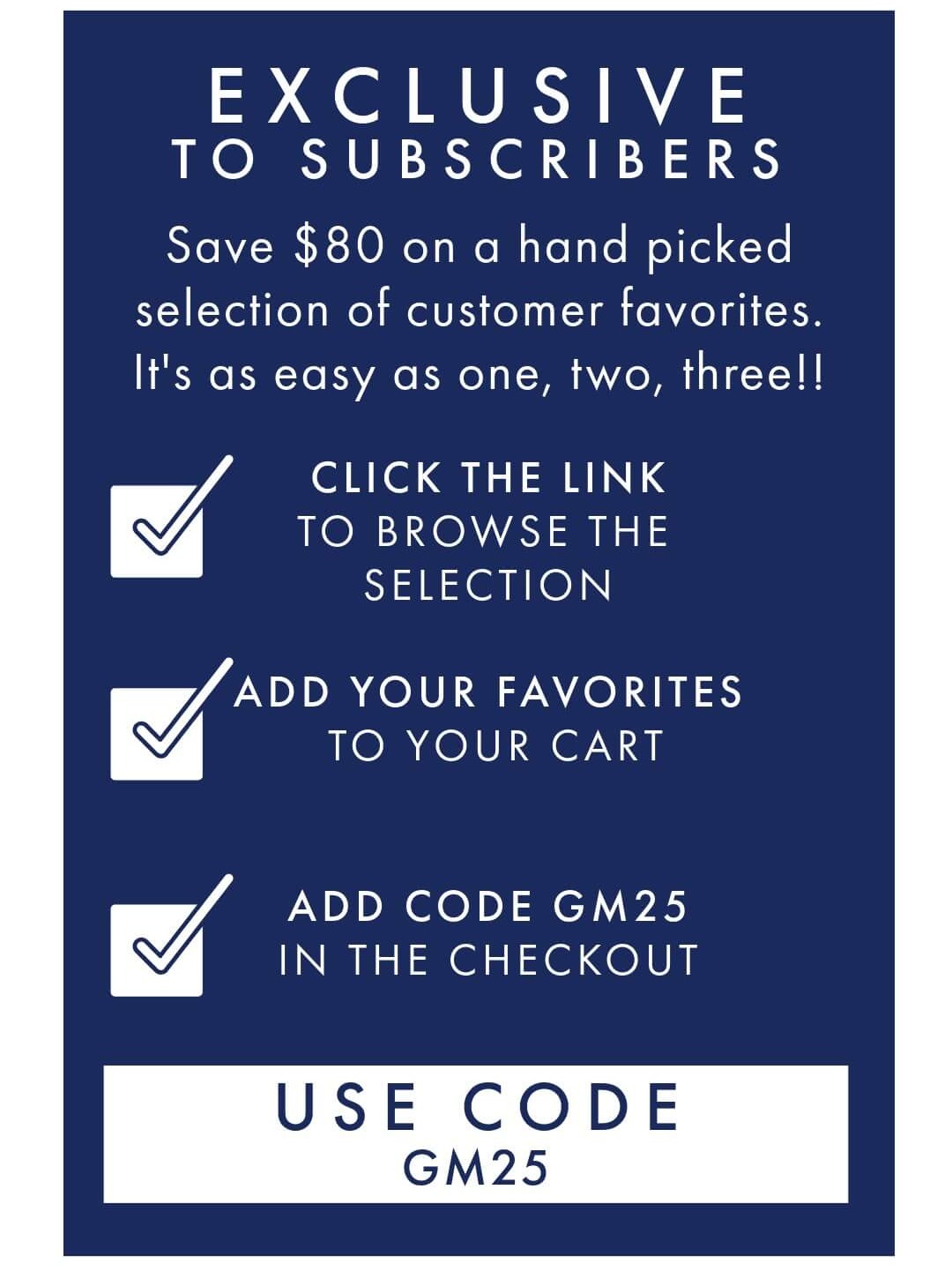 Save $80 Online With Code GM25