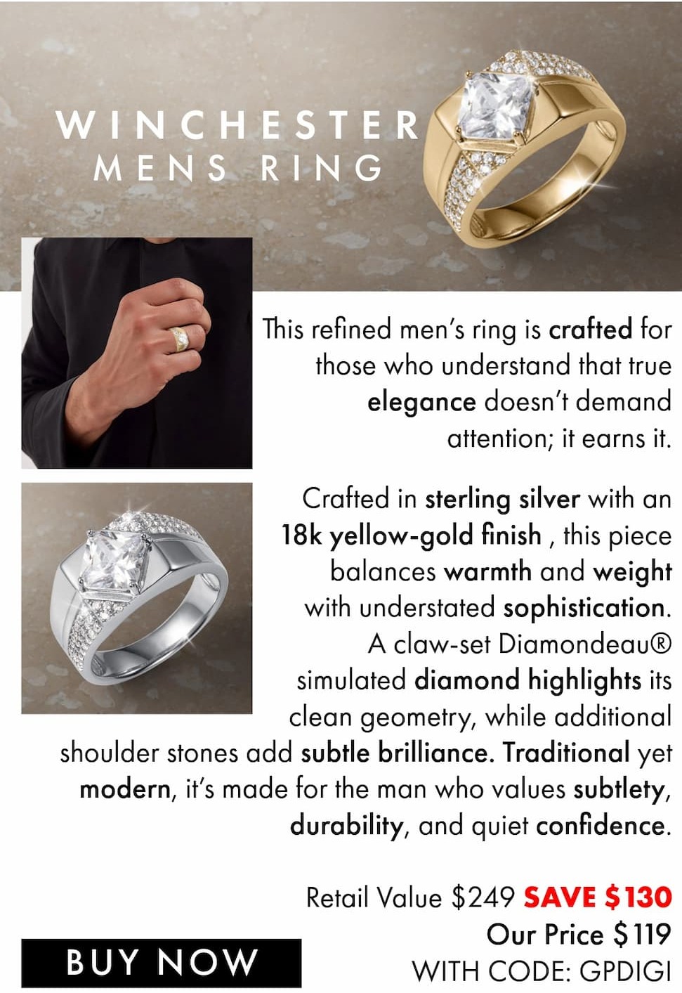 New Mens Rings - save $30 online with code GPDIGI