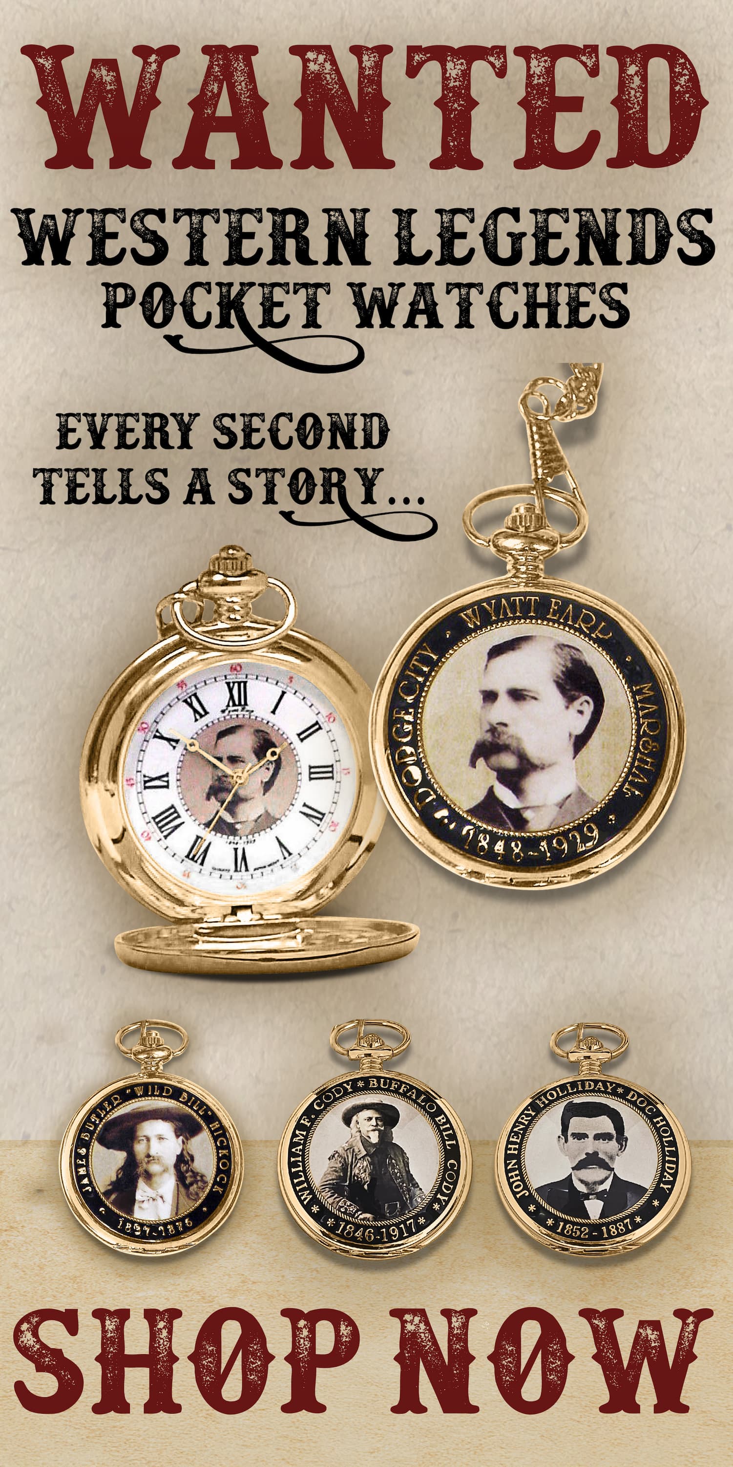 Wanted - Western Legends Pocket Watches