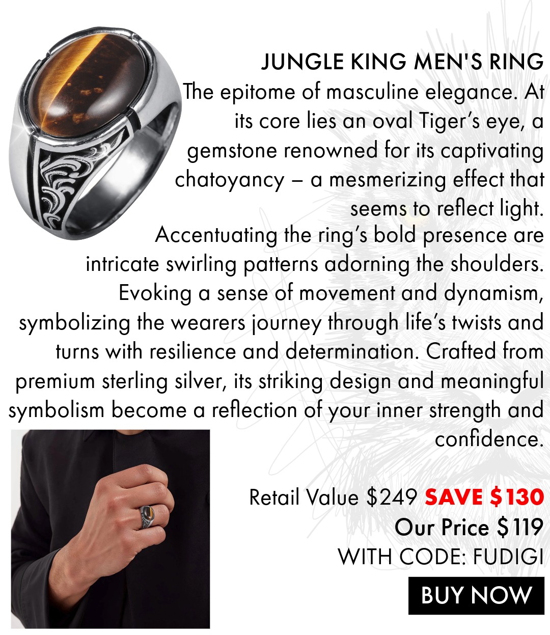Jungle King Ring - Save $30 with code FUDIGI