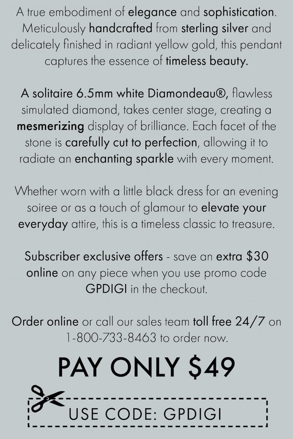 Exclusive Subscriber Offer - Stellar Solitaire Pendant Only $49 with Code FYDIGI