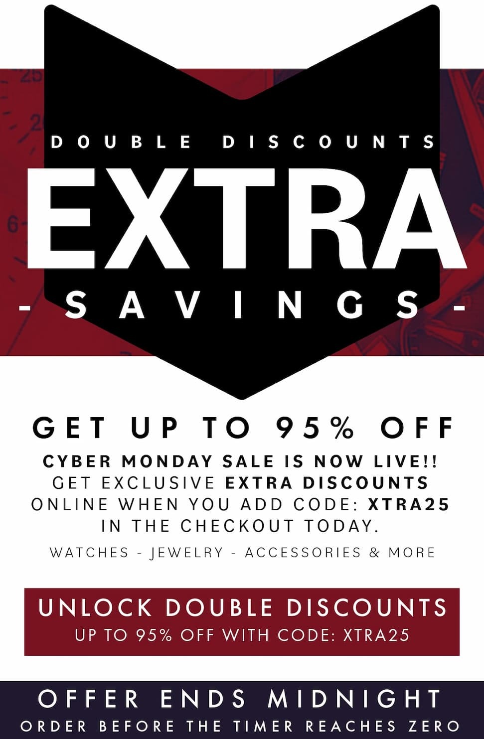 DOUBLE Discount - Get an extra 25% off sale prices