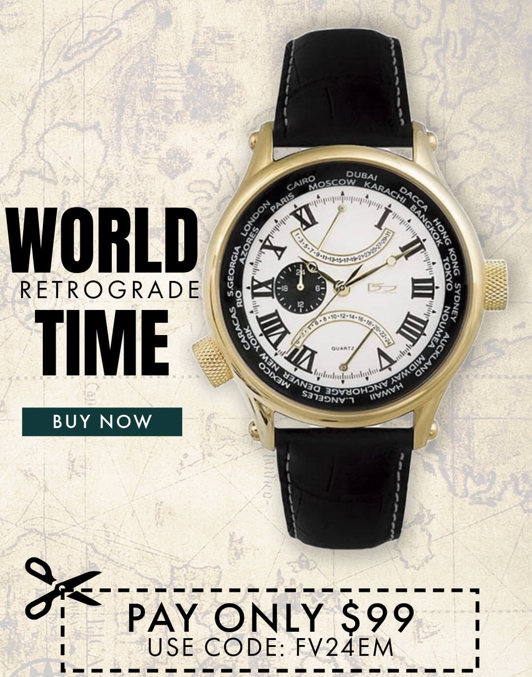 World Time Retrograde - Save $80. See the time anywhere in the world