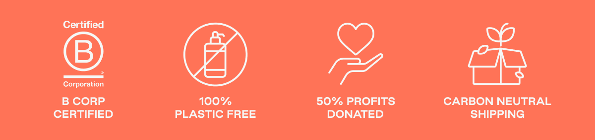 Good Time is committed to sustainability. We are B Corp certified. Our products are 100% plastic free. We donate 50% of profits to clean water initiatives. We offer carbon neutral shipping.