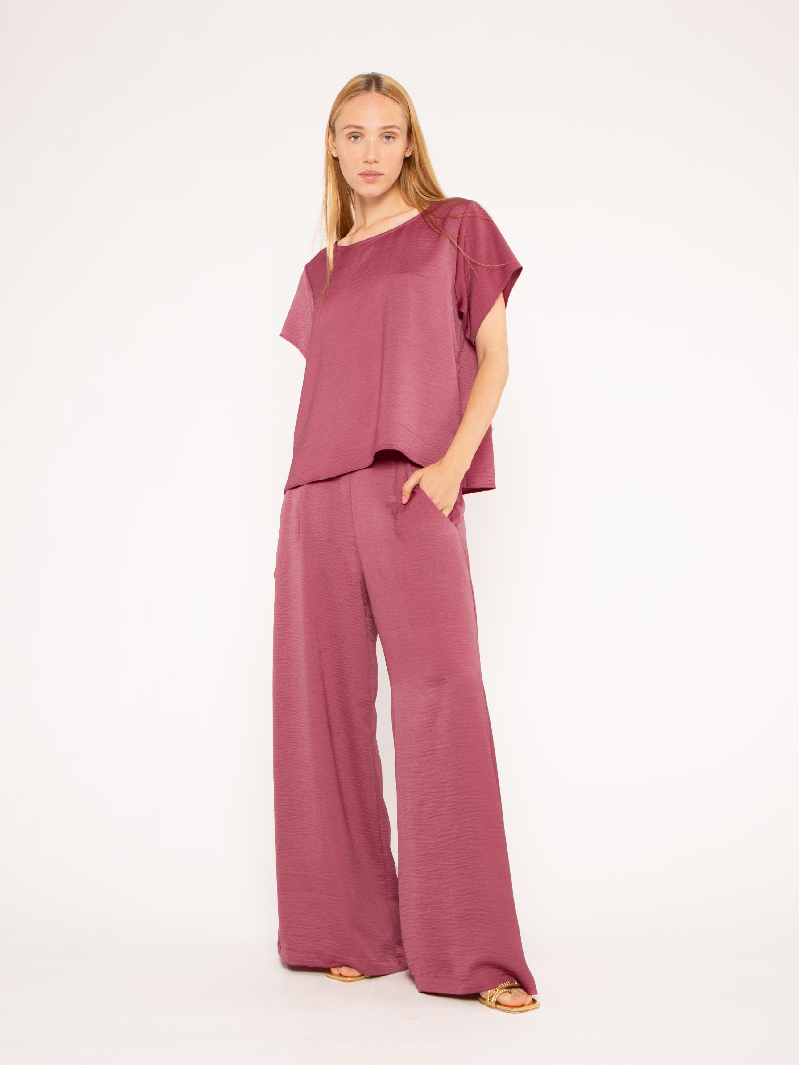 Mulberry Satin Crepe Yacht Pant