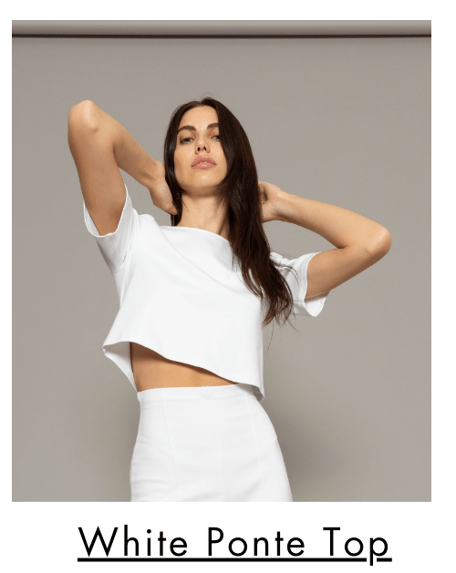white ponte short sleeved top