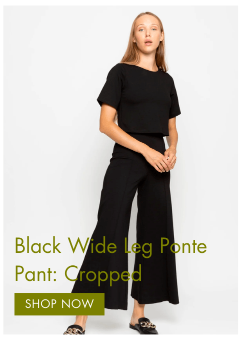 Black wide leg ponte pant
