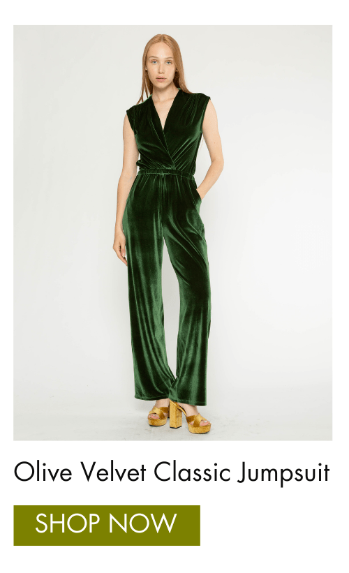 Olive velvet classic jumpsuit