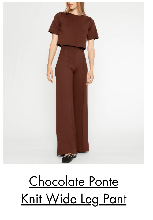 Chocolate Ponte Knit Wide Leg Pant