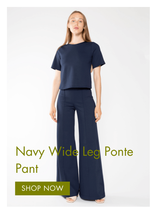 Navy wide leg ponte pant