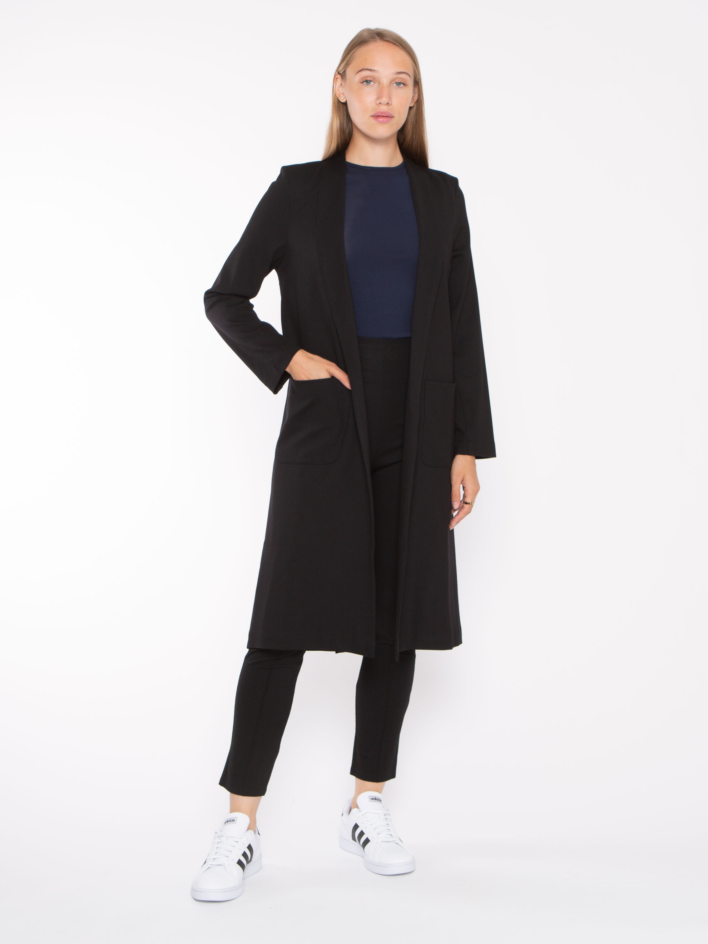 Black Ponte Knit Smoking Jacket