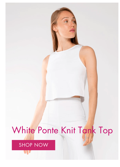 Whiite ponte knit tank top