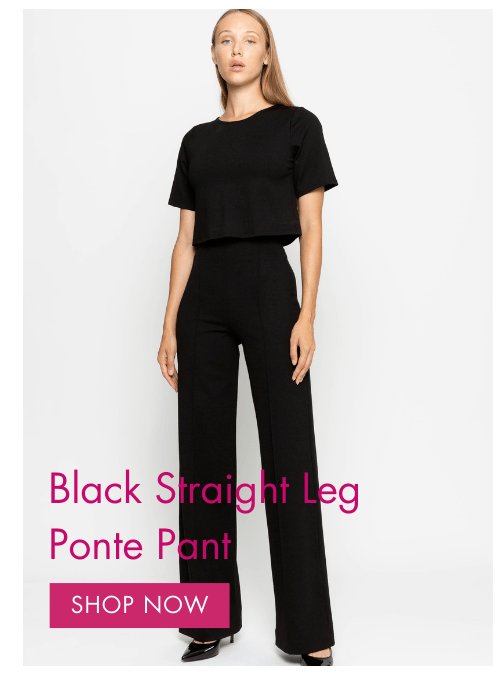 Black straight leg ponte pant