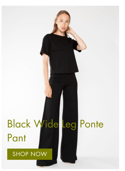 Black ponte knit wide leg pant