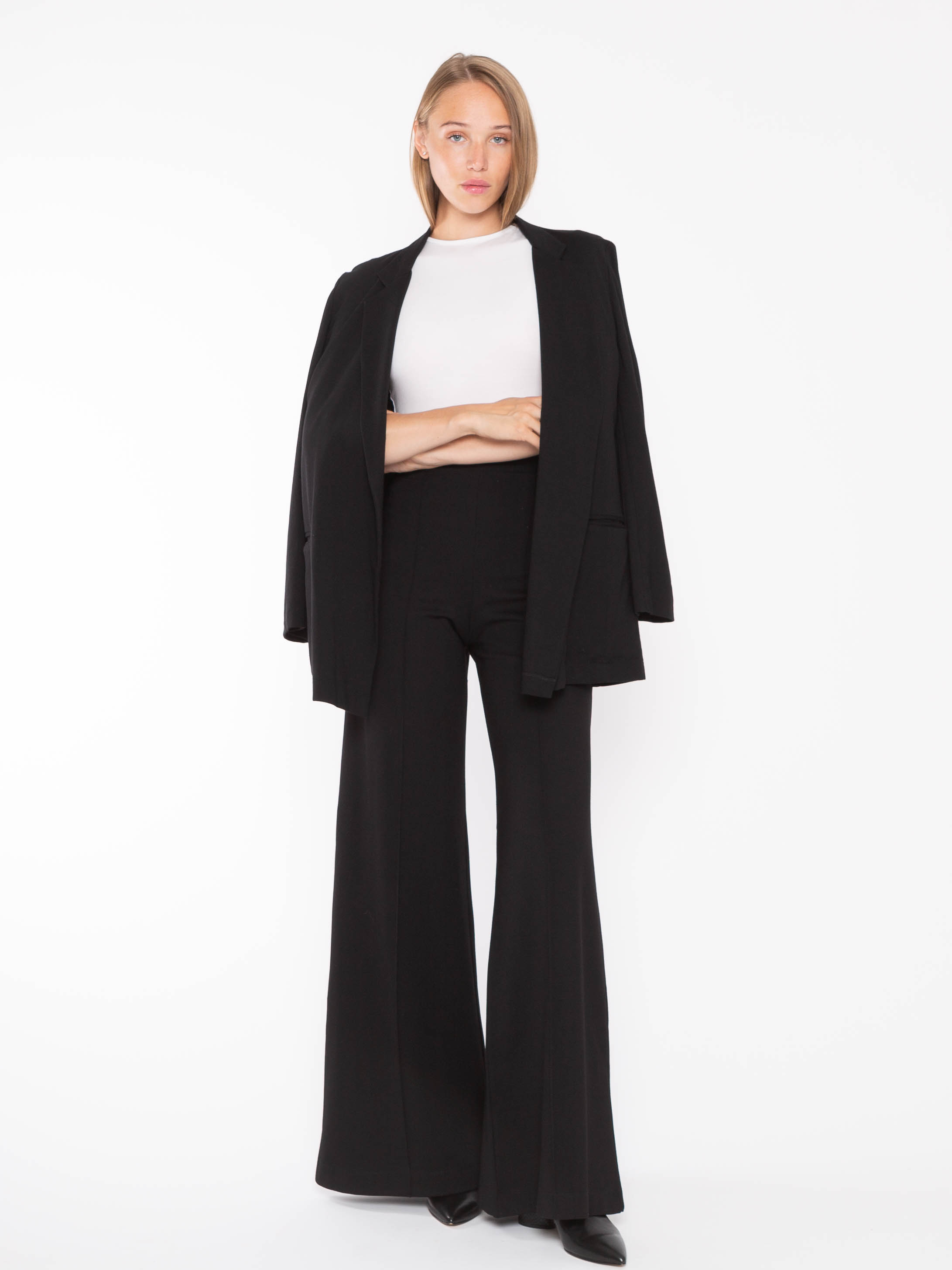 Black Ponte Knit Oversized Blazer