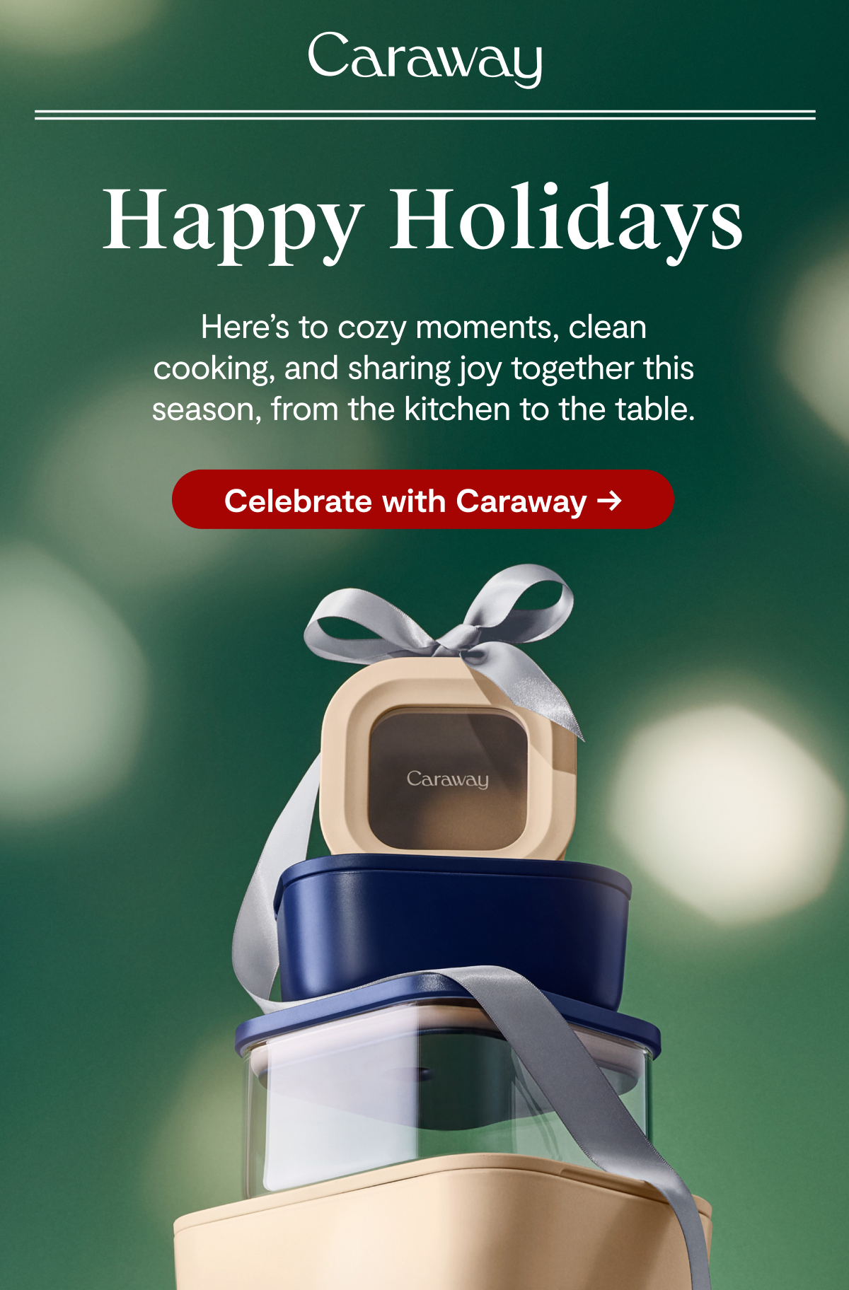 Caraway | Happy Holidays | Here's to cozy moments, clean cooking, and sharing joy together this season, from the kitchen to the table. [Celebrate with Caraway →]