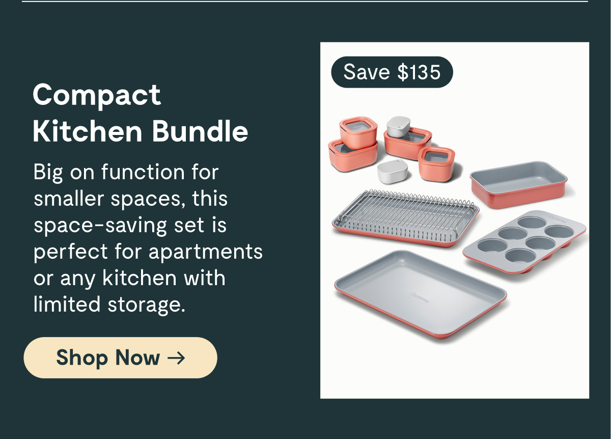 Compact Kitchen Bundle | Save $540 | Big on function for smaller spaces, this space-saving set is perfect for apartments or any kitchen with limited storage. [Shop Now]